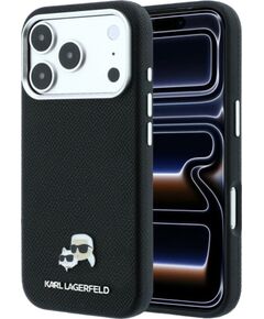 Karl Lagerfeld   Karl Lagerfeld Grained Heads Metal MagSafe Case for iPhone 17 Pro / 18 Pro - Black Чехлы - альтернативные