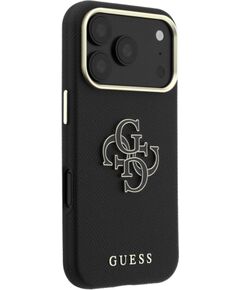 Guess Apple  iPhone 18 Pro SW Grained PU & Big Resin Logo Black Neoriģinālie Maciņi