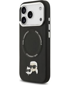 Karl Lagerfeld PU Karl and Choupette Heads Pins MagSafe Case Aizsargapvalks priekš iPhone 17 Pro Max / melns Neoriģinālie Maciņi