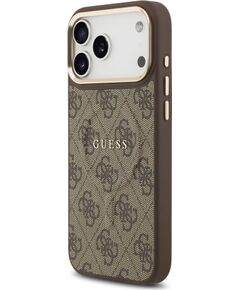 Guess PU Leather 4G Gold Frame MagSafe Case Aizsargapvalks priekš Apple iPhone 17 Pro Max Neoriģinālie Maciņi