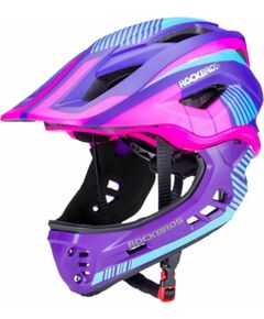 Rockbros   Rockbros TT-32SBPP-M Children's Bike Helmet with Detachable Chin Size M - Purple-Pink Jaunumi, Bērnu preces