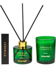 Set Sorvella: Spring Night, Floral & Woody, Scented Candle, 170 g + Spring Night, Stick, Aroma Reed Diffuser, 120 ml Dāvanu komplekti
