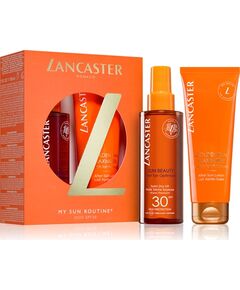 Gift Set Lancaster: Sun Beauty, Sun Protection, Body Milk, SPF 30, For Face & Body, Before Sun Exposure, 15 ml *Sample + Sun Sensitive, Sun Protection, Sunscreen Cream, For Face & Body, SPF 50+, 3 ml *Sample + Lancaster, Trousse de toilette, GWP Textile P Ķermeņa kosmētika