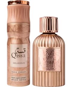 Set Paris Corner: Qissa Delicious, Eau De Parfum, For Women, 100 ml + Qissa Delicious, Deodorant Spray, For Women, 200 ml Dāvanu komplekti