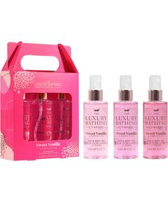 Set The Luxury Bathing Company: Sweet Vanilla & Almond Glaze, Hair Scented Mist, For Women, 100 ml + Sweet Vanilla & Almond Glaze, Refreshing, Body Spray, Aquatic & Floral, 100 ml + Sweet Vanilla & Almond Glaze, Shimmering, Body Spray, 100 ml Парфюмерные наборы