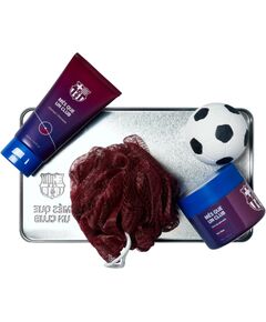 Set FC Barcelona: FC Barcelona, Body Sponge + FC Barcelona, Hair Styling Wax, 100 g + FC Barcelona, Bath Bomb + FC Barcelona, Shower Gel, 100 ml + FC Barcelona, Metal Cup Holder Dāvanu komplekti
