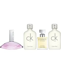 Set Calvin Klein: CK One, Eau De Toilette, For Men, 2 pcs, 10 ml *Miniature + Eternity, Eau De Parfum, For Women, 5 ml *Miniature + Euphoria, Eau De Parfum, For Women, 4 ml *Miniature Dāvanu komplekti
