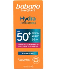 Babaria, Hydra Fotoprotector, Hydrating, Sunscreen Fluid, For Face, SPF 50+, 40 ml Ķermeņa kosmētika