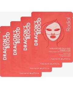 Rodial, Dragon's Blood, Hydrating, Gel Mask, Face, 4 pcs, 4 pcs Sejas kopšana