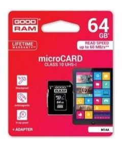 Atmiņas karte Goodram 64GB microSDHC class 10 UHS I + adapter