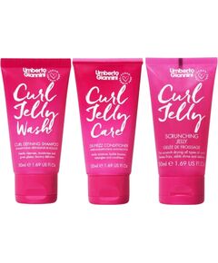 Set Umberto Giannini: Curl Jelly, Hair Styling Gel, Curl Definition & Frizz Control, Medium Hold, 50 ml + Curl Jelly, Hair Shampoo, Curl Defining, 50 ml + Curl Jelly, Hair Conditioner, Curl Defining, 50 ml Уход за волосами