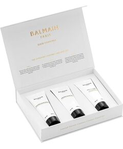 Set Balmain Professionnel: Couleurs Couture, Hair Shampoo, For Hydration, 50 ml + Couleurs Couture, Argan Oil, Hair Conditioner, For Moisturizing, 50 ml + Couleurs Couture, Hair Treatment Cream Mask, Hydrating & Color Protecting, 50 ml Matu kopšana