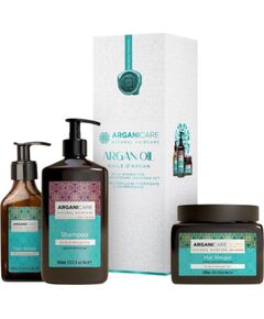Set Arganicare: Argan Oil & Shea Butter, Hair Shampoo, Repairing & Moisturising, 400 ml + Argan Oil & Shea Butter, Hair Serum, Reparative, 100 ml + Argan Oil & Shea Butter, Hair Treatment Cream Mask, Repair, Moisturizing, 500 ml Matu kopšana