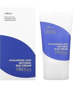 Isntree, Hyaluronic Acid Natural Sun, Hydrating, Soothing & Protecting, Before Sun Exposure, Cream, For Face, SPF 50+, 50 ml Sejas kopšana