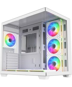 Fortron FSP M341 White Dual Tempered Glass 7x ARGB Fan ATX Gaming PC Case Datoru korpusi