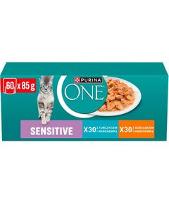 PURINA ONE Sensitive Cat GiGMVChkn&Crt 60x85g Barība