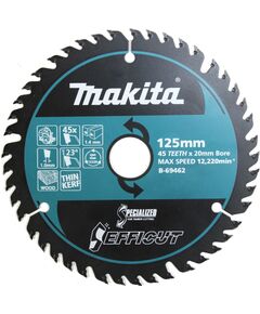 Griešanas disks kokam Makita B-69462; 125x1,4x20 mm; 45T Zāģripas