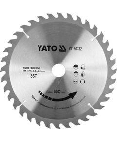 Griešanas disks kokam Yato YT-60732; 255x30 mm; 36T Zāģripas