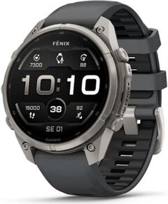 Garmin fenix 9 Pro Смарт-часы, 47 мм, титановый корпус с графитово-черным силиконовым ремешком Smart-Watch Умные часы