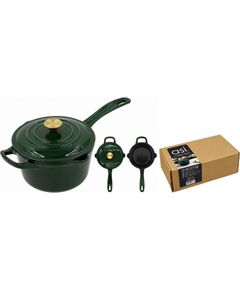 Asi Collection Čuguna katls mērcēm ar vāku 1,7L / 18cm zaļš Katli