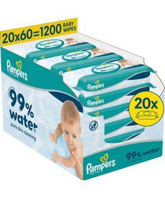 Pampers Chusteczki Nawilżane 99% Water 20 op. 60 Chusteczek = 1200 szt. Влажные салфетки