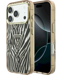 Guess IML Zebra Glitter Triangle Logo MagSafe Защитный чехол для iPhone 18 Pro Max / iPhone 17 Pro Max / золотой Чехлы - альтернативные