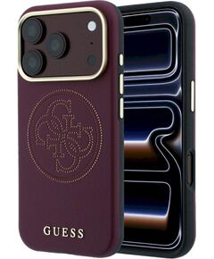 Guess Perforated 4G Gold Logo Magsafe Aizsargapvalks priekš iPhone 18 Pro / 17 Pro / bordo Neoriģinālie Maciņi