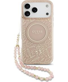 Guess IML Flowers Electro Pearl Strap MagSafe Case Aizsargapvalks priekš Apple iPhone 17 Pro Max Neoriģinālie Maciņi