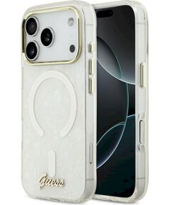 Case Guess IML Shell Script Metal MagSafe Защитный чехол для iPhone 17 Pro Max / белый Чехлы - альтернативные