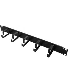 LOGILINK-19'' Cable Management Bar 1U with 5 fixed metal brackets, black