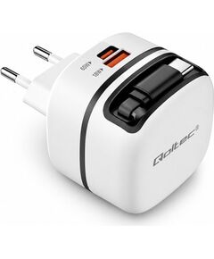 Qoltec 51784 GaN 65W charger | 5-20V | 3-3.25A | USB-C PD PPS Telefonu lādētāji 220v
