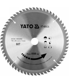 Griešanas disks kokam Yato YT-60636; 190x20 mm; 60T Zāģripas