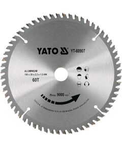 Griešanas disks alumīnijam Yato YT-60907; 180x20 mm; 60T Zāģripas