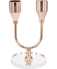 Candlestick CHANLE H13cm 2-candle, gold Новости, мебель, дом