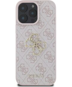 Guess PU 4G Metal Logo Case Защитный чехол для iPhone 16 Pro Max / розовый Чехлы - альтернативные