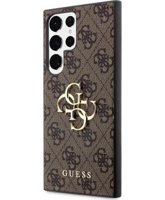 Guess PU 4G Metal Logo Case Защитный чехол для Samsung Galaxy S23 Ultra / коричневый Чехлы - альтернативные