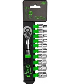 JBM Muciņu komplekts 4 -13mm 1/4" 12 kanšu, ar sprūdrata atslēgu Muciņas 