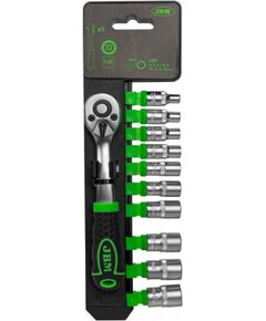 JBM Muciņu komplekts 4 -13mm 1/4" 6 kanšu, ar sprūdrata atslēgu Muciņas 