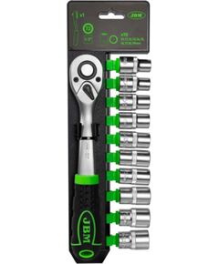 JBM Muciņu komplekts 10 19mm 1/2" 12 kanšu, ar sprūdrata atslēgu 72z Muciņas 
