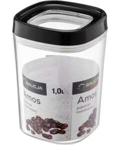Pārtikas uzglabāšanas trauks, 1L, melns, 10,8 x 10,8 x 15,8 cm, 29570, GALICJA Citi virtuves piederumi