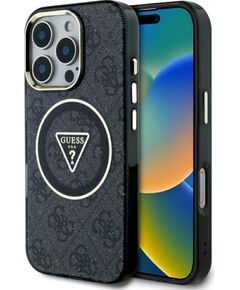 Guess   GUESS case for IPHONE 16 Pro compatible with MagSafe GUHMP16LHG4PRTGK (IML Metal Glitter 4G Circle Triangle) black Защитная пленка для экрана