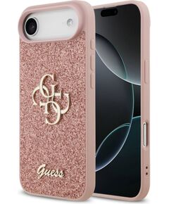 Guess Apple  iPhone 17 Air PU Fixed Glitter 4G Metal Logo Case Pink Чехлы - альтернативные