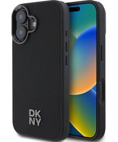 DKNY Apple  iPhone 16 PU Leather Stack Logo Magsafe Case Black Чехлы - альтернативные