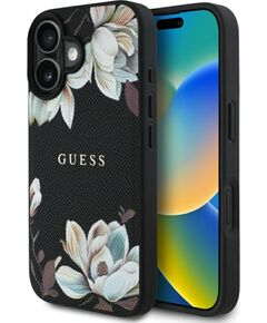 Guess -  Grained Printed Flower         Pattern MagSafe for iPhone 16 Black Чехлы - альтернативные
