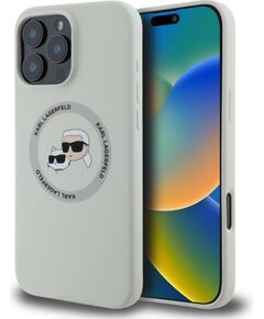 Karl Lagerfeld -  Karl Lagerfeld Liquid Silicone K&CH Heads MagSafe Case for iPhone 16 Pro Max Beige Чехлы - альтернативные