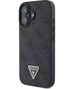 Guess Apple  iPhone 16 PU 4G Strass Triangle Metal Logo Case Black Чехлы - альтернативные