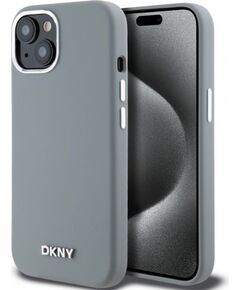 DKNY Apple  DKNY Liquid Silicone Silver Metal Logo MagSafe Case for iPhone 15 Grey Чехлы - альтернативные