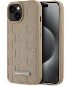 Karl Lagerfeld Apple  Karl Lagerfeld PU Leather Monogram Metal Logo MagSafe Case for iPhone 15 Beige Чехлы - альтернативные
