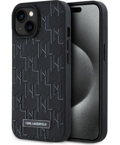 Karl Lagerfeld -  Karl Lagerfeld PU Leather Monogram Metal Logo MagSafe Case for iPhone 15 Black Чехлы - альтернативные