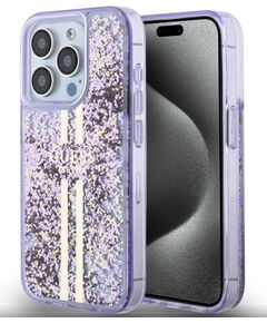 Guess Apple  iPhone 15 Pro PC/TPU Liquid Glitter Gold Stripe Case Чехлы - альтернативные